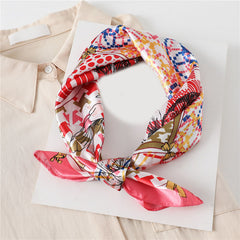 Plaid Print Square Scarf Satin Bandana Neckerchief Women Silk Head Wrap