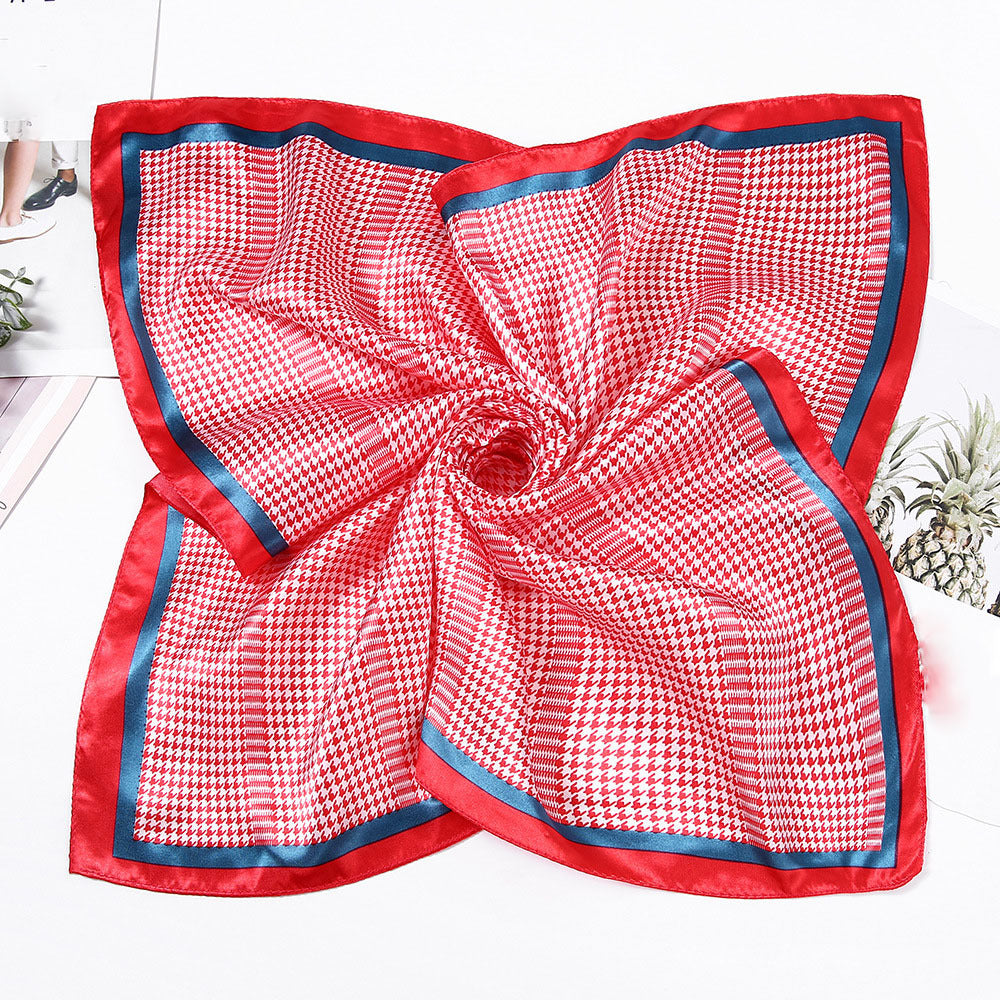 Houndstooth Print Square Scarf Bandana Women Headwrap