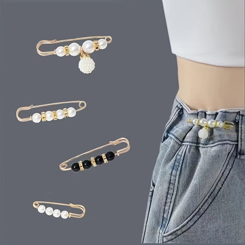 5pcs Faux Pearl Waist Pin Skirt Jeans Non-slip DIY Clothing Accessory