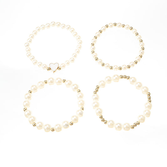 4pcs Heart Faux Pearl Princess Bracelet for Girls