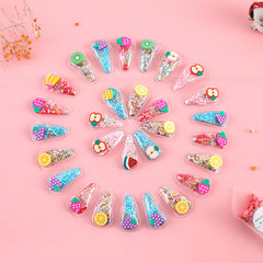 Sequin Inlaid Baby Girl Hair Clip Snap Cartoon Fruit Decor Side Hair Bang