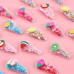 Sequin Inlaid Baby Girl Hair Clip Snap Cartoon Fruit Decor Side Hair Bang
