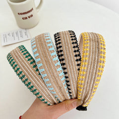 Bohemian Style Wide Brim Hairband Top Knot Linen Accessory