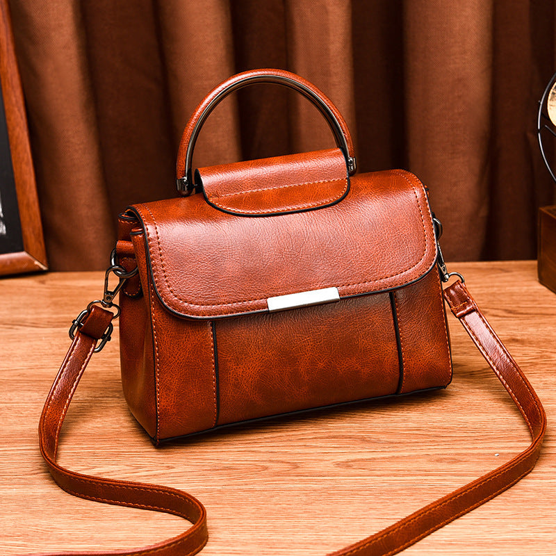 Vintage Solid Satchel Bag Square Shoulder Bag All Match Stylish Bag For Work