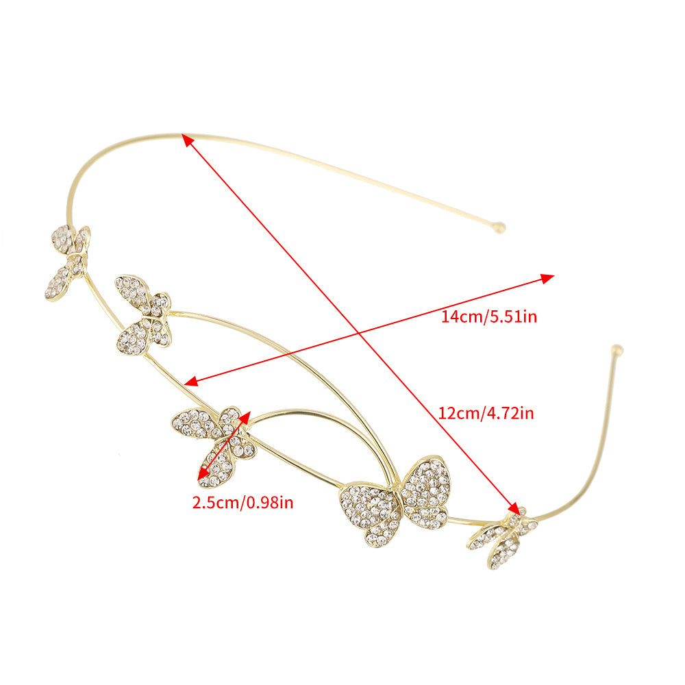 Metal Butterfly Faux Pearl Headband Hair Accessory Women Rhinestone Hairband