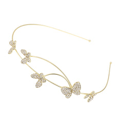 Metal Butterfly Faux Pearl Headband Hair Accessory Women Rhinestone Hairband