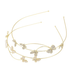 Metal Butterfly Faux Pearl Headband Hair Accessory Women Rhinestone Hairband