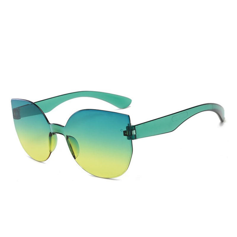 Ombre Rimless Cat Eye Sunglasses UV400 with Case