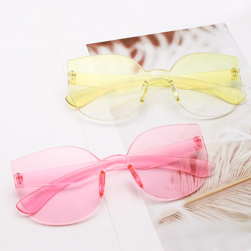 Ombre Rimless Cat Eye Sunglasses UV400 with Case