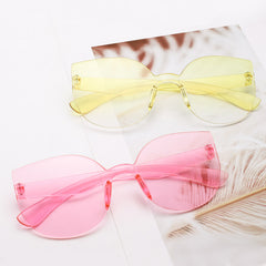Ombre Rimless Cat Eye Sunglasses UV400 with Case