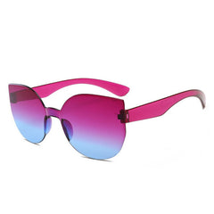 Ombre Rimless Cat Eye Sunglasses UV400 with Case