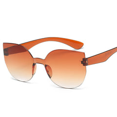 Ombre Rimless Cat Eye Sunglasses UV400 with Case