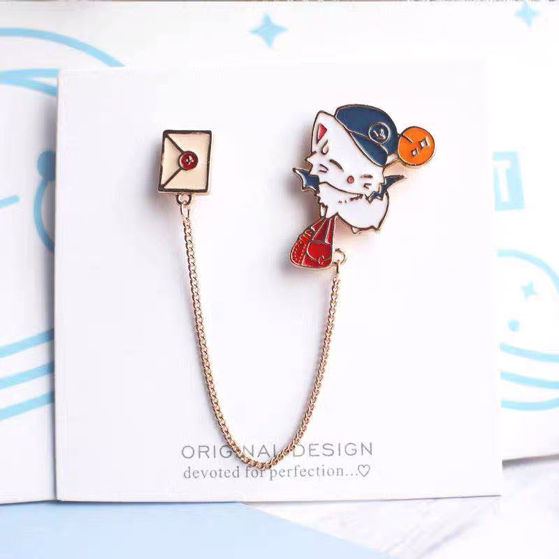 Preppy Cat Envelope Brooch Men's Accessory