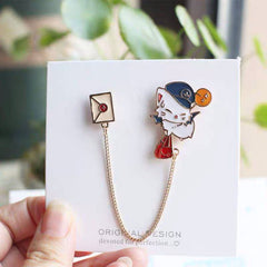 Preppy Cat Envelope Brooch Men's Accessory