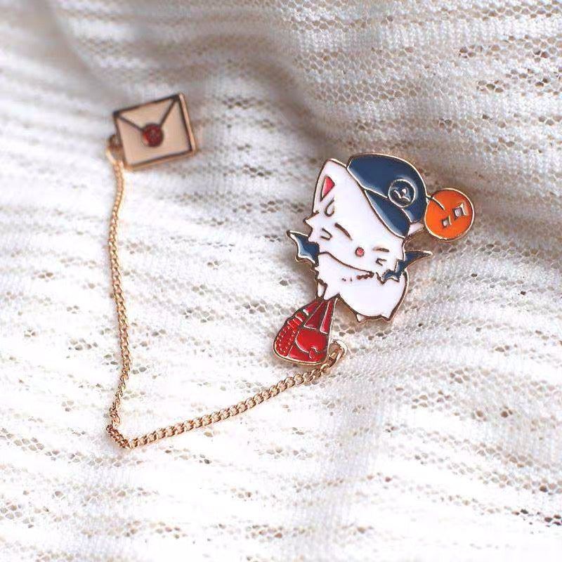 Preppy Cat Envelope Brooch Men's Accessory