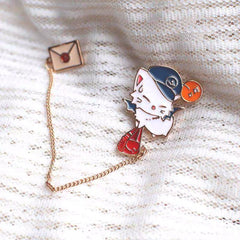 Preppy Cat Envelope Brooch Men's Accessory