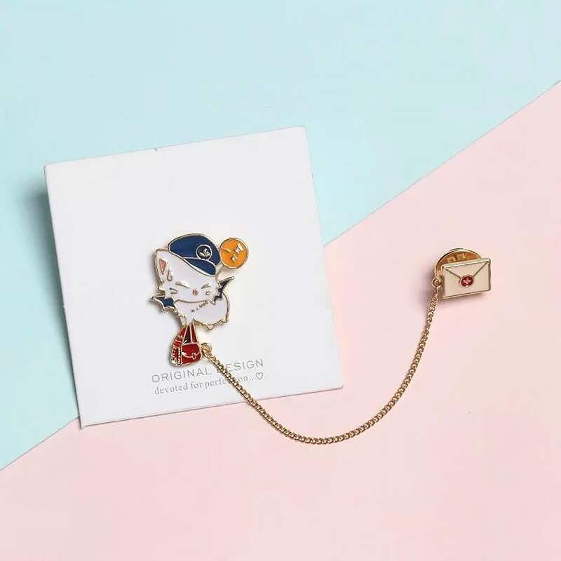 Preppy Cat Envelope Brooch Men's Accessory