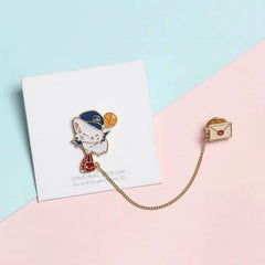 Preppy Cat Envelope Brooch Men's Accessory