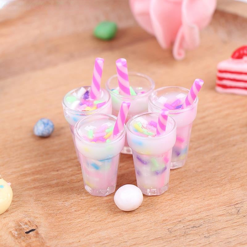 5pcs 1 12 Dollhouse Cream Drinks Bottles Model Dolls Kitchen Food