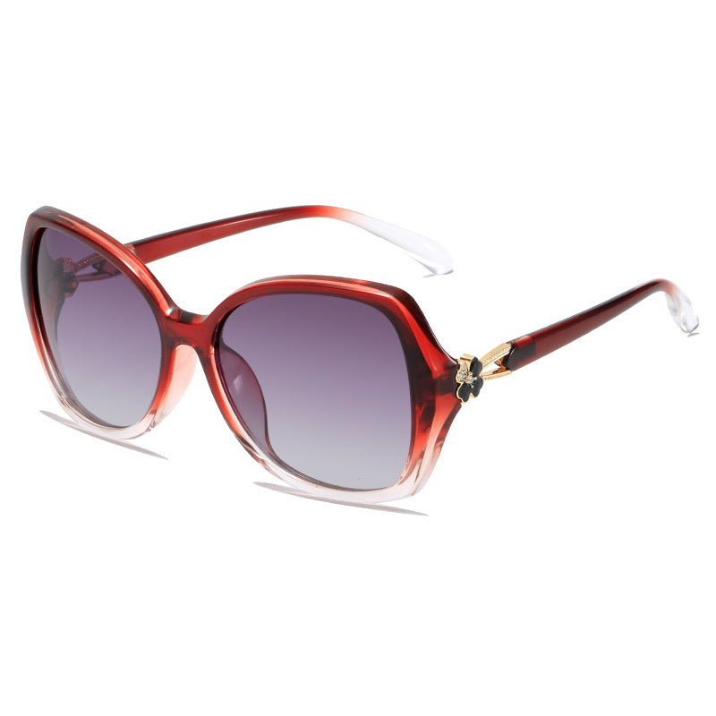 Cat Eye Polarized Sunglasses Clover Decor Gradient Glasses UV400