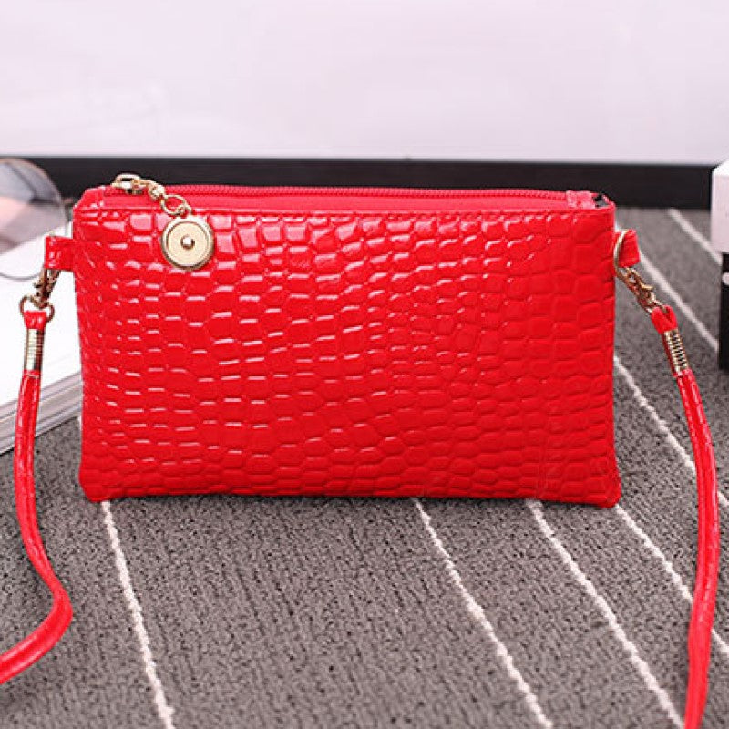 Crocodile Embossed Crossbody Bag Small Clutch Purse Women's Phone Bag