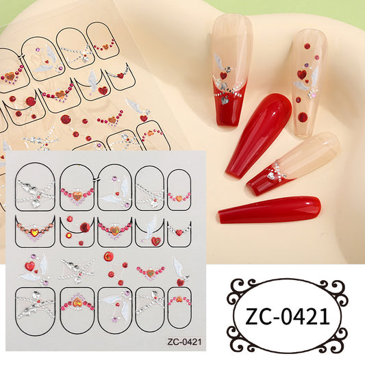 5D Embossed Nail Stickers For Women Cartoon Nail Sticker Manicure Decoration