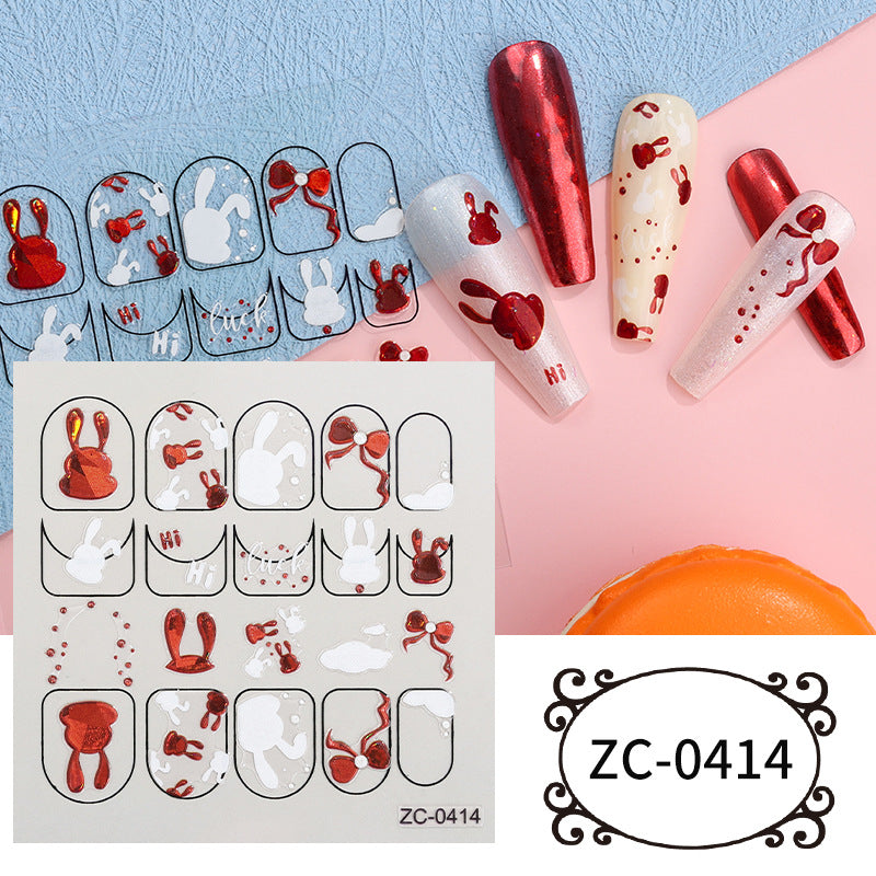 5D Embossed Nail Stickers For Women Cartoon Nail Sticker Manicure Decoration