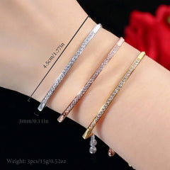 Women's Silver Plated Cubic Zircon Bracelet, Adjustable Size