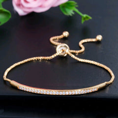Women's Silver Plated Cubic Zircon Bracelet, Adjustable Size