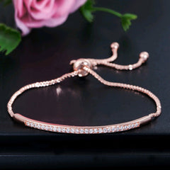 Women's Silver Plated Cubic Zircon Bracelet, Adjustable Size