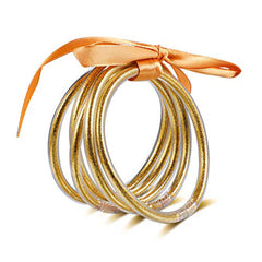 5Pcs Plastic Round Bracelets Prayer Bangles Lucky Symbol Jelly Bangle