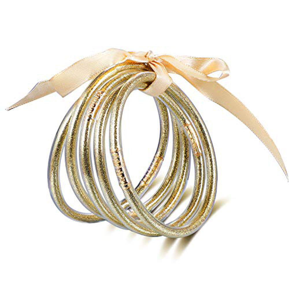 5Pcs Plastic Round Bracelets Prayer Bangles Lucky Symbol Jelly Bangle