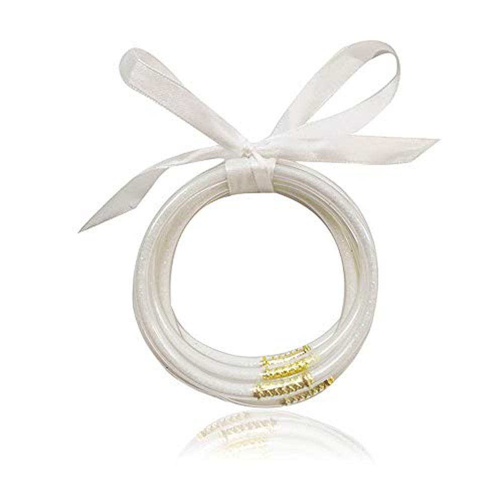 5Pcs Plastic Round Bracelets Prayer Bangles Lucky Symbol Jelly Bangle
