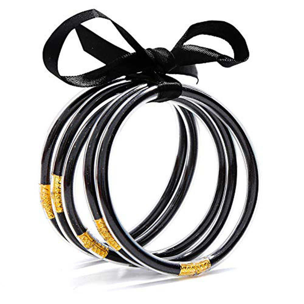 5Pcs Plastic Round Bracelets Prayer Bangles Lucky Symbol Jelly Bangle