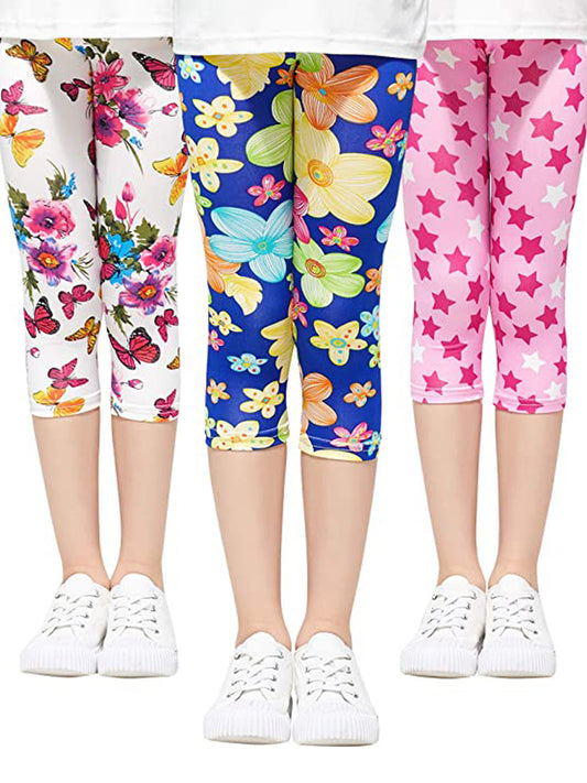 3pcs Toddler Girls Butterfly Star & Polka Dot Leggings Elastic Waist Thin Pants
