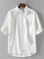 Men's Linen Short Sleeve Shirt for Summer Casual Wear