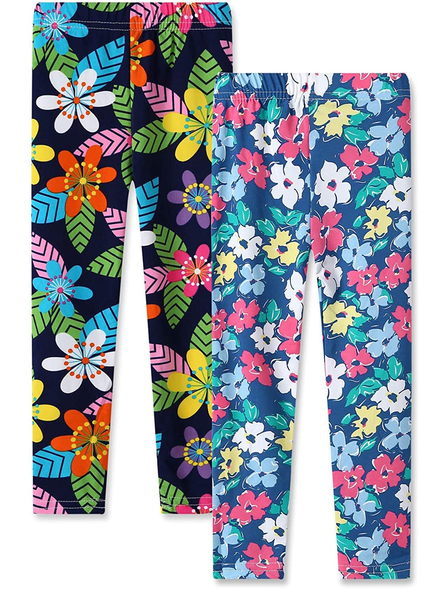 2pcs Girls Floral Print Leggings Comfortable Casual Pants Kids