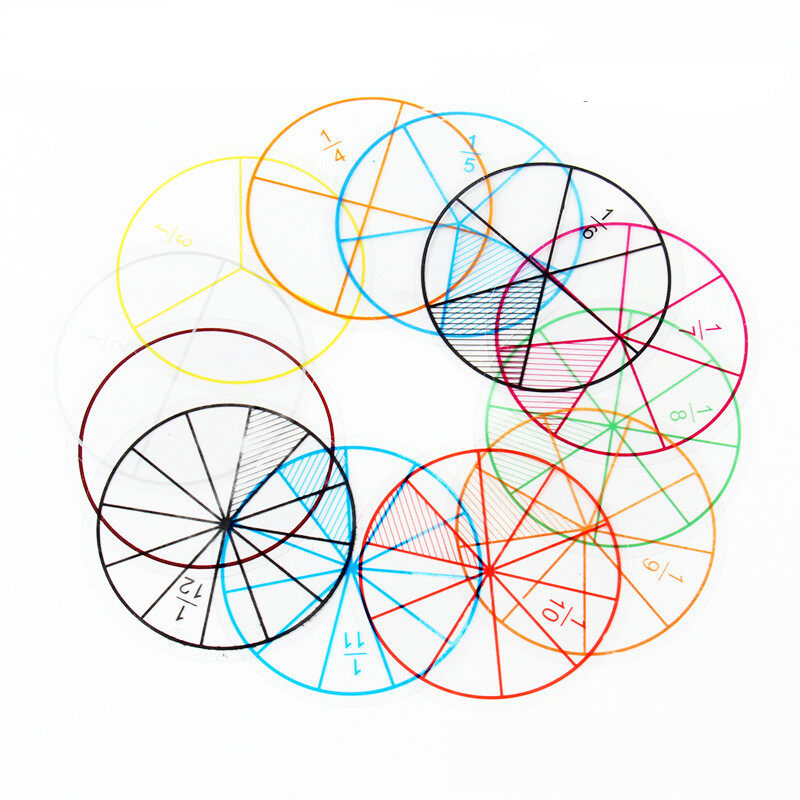 12pcs Fraction Circle Math Chips Educational Toy for Primary School