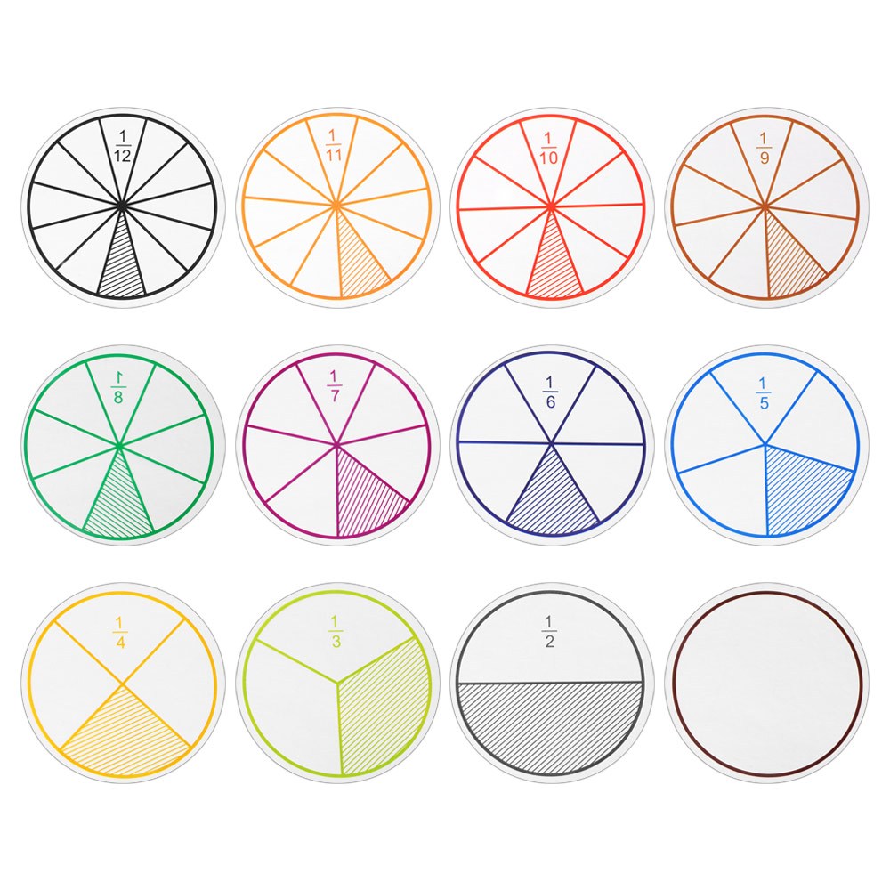 12pcs Fraction Circle Math Chips Educational Toy for Primary School