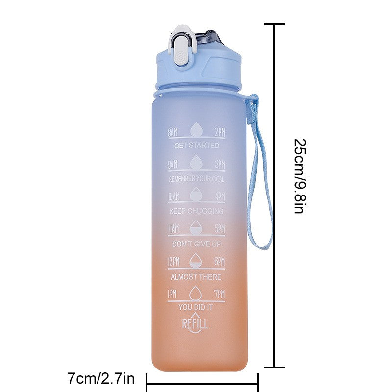 Gradient Water Bottle With Straw Leakproof Sports Cup for Outdoor Fitness