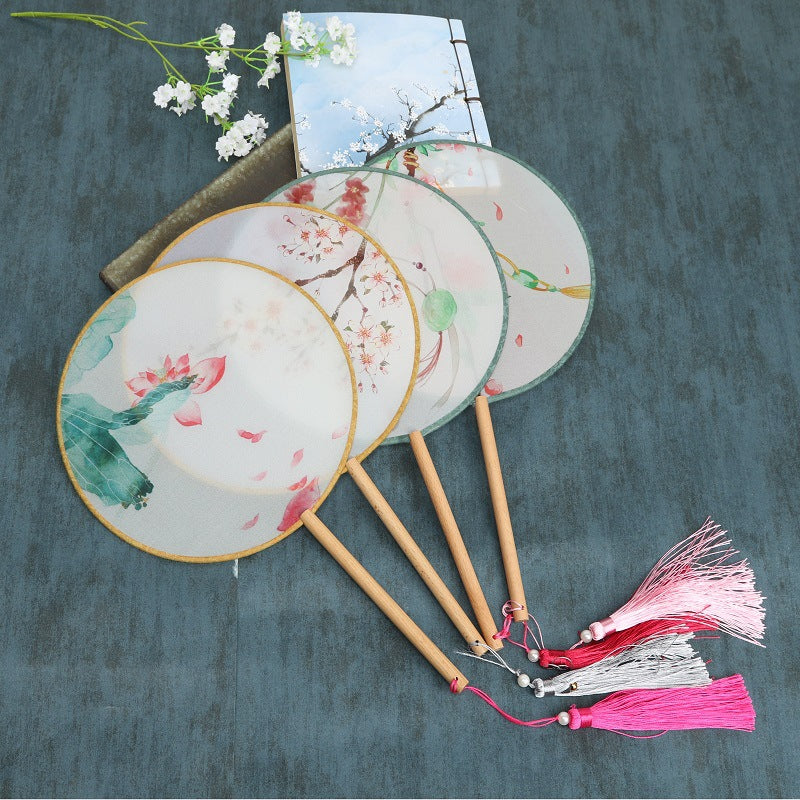 Ancient Style Translucent Round Fan With Tassel