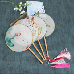 Ancient Style Translucent Round Fan With Tassel