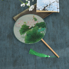 Ancient Style Translucent Round Fan With Tassel