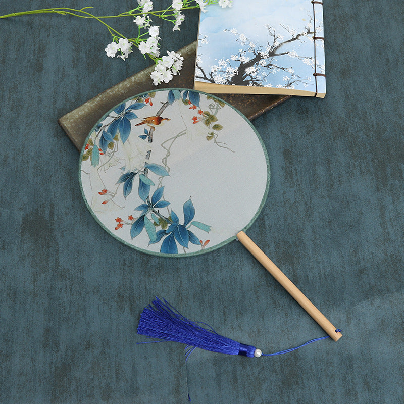 Ancient Style Translucent Round Fan With Tassel