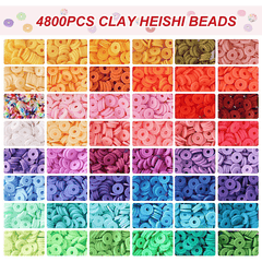 4800pcs Clay Beads For Bracelet Making Kit 48 Colors Girls 8-12 Gift