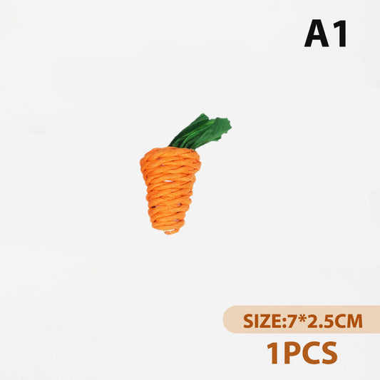 Woven Chew Toy for Hamsters and Rabbits with Carrot