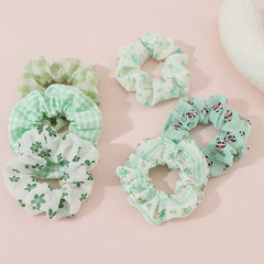 6pcs Checkered Scrunchies Panda Print Hair Rope Elastic Hair Accessories