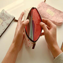 Portable Flower Pattern Storage Pouch Zipper Versatile Bag