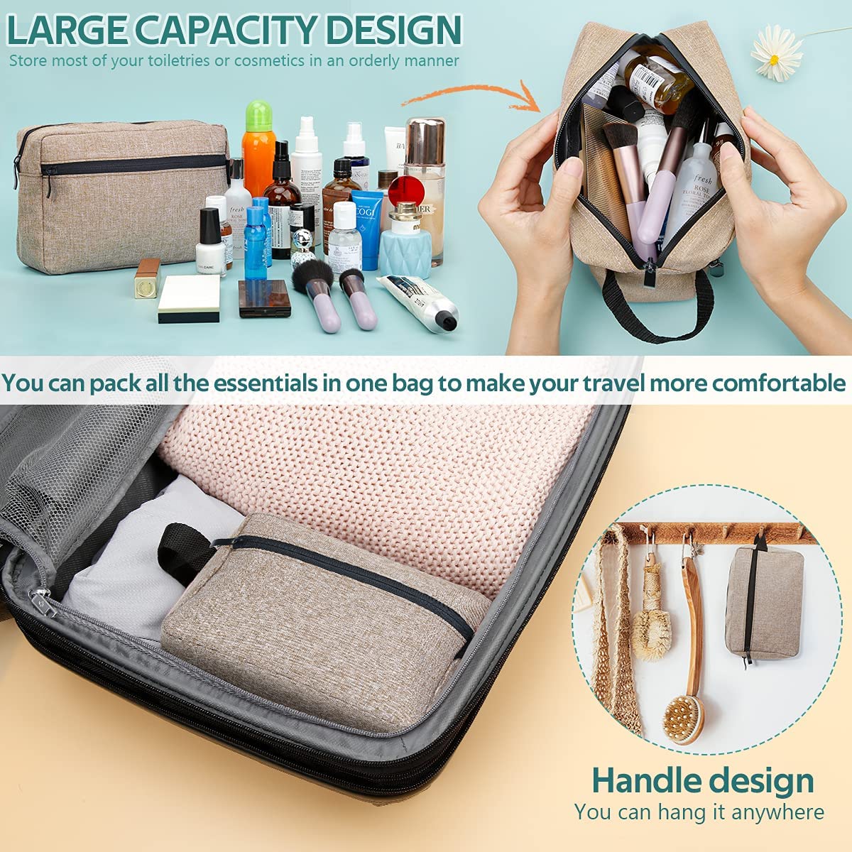 Water-Resistant Travel Toiletry Bag with Divider