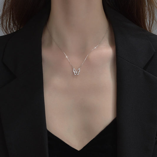 Girls Crystal Butterfly Necklace Silver Plated Personalized Gift